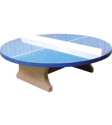 Ronde betonnen tafeltennistafel blauw
