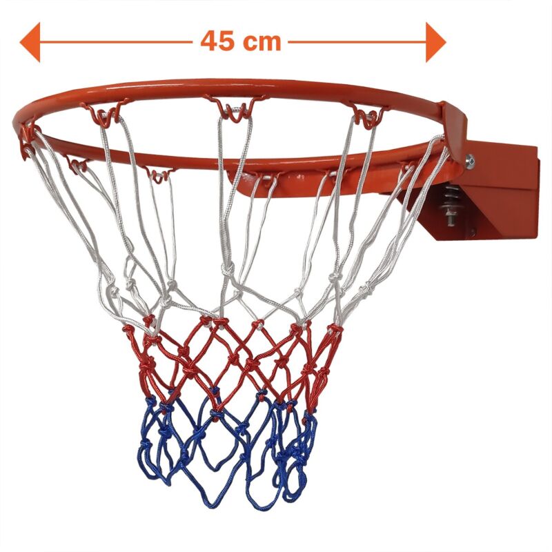 molti HangRing Set met bal, 45 cm, 37 cm, basketbalring, basketbalnet en bevestigingsschroeven, basketbalspel, teamsport, binnen en buiten, zwart, 45 cm