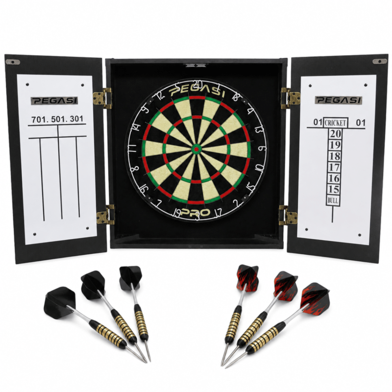 Pegasi dartbord cabinet set Black