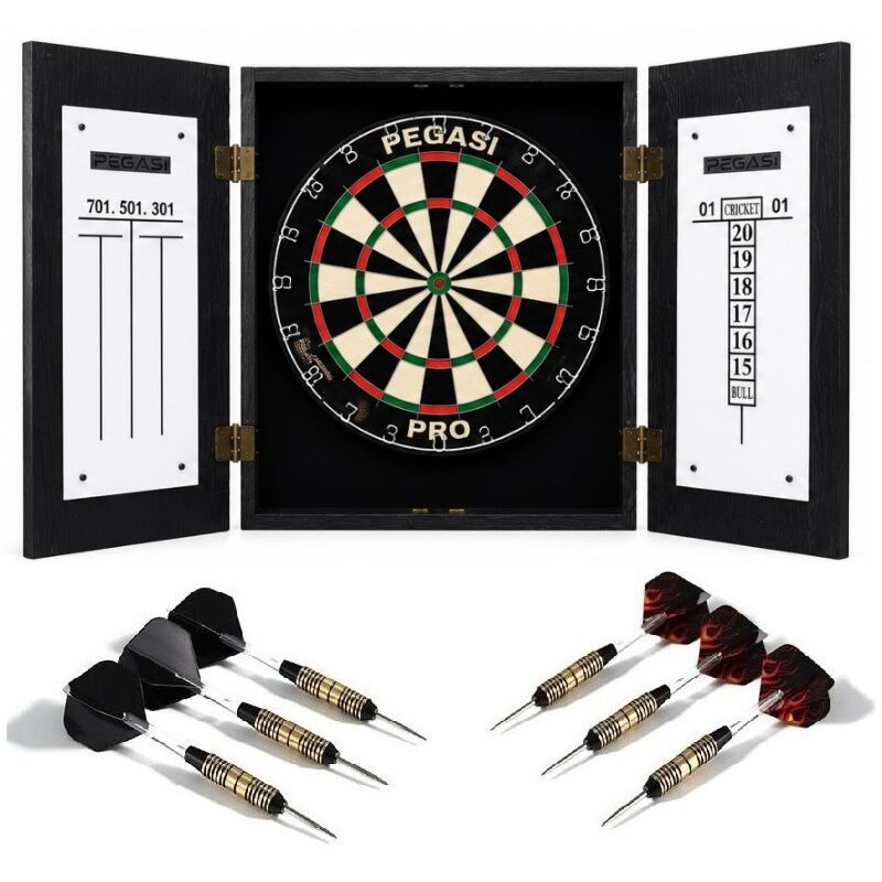 Pegasi dartbord cabinet set Black