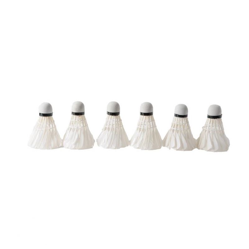 Witte badminton shuttles met veren 6st.